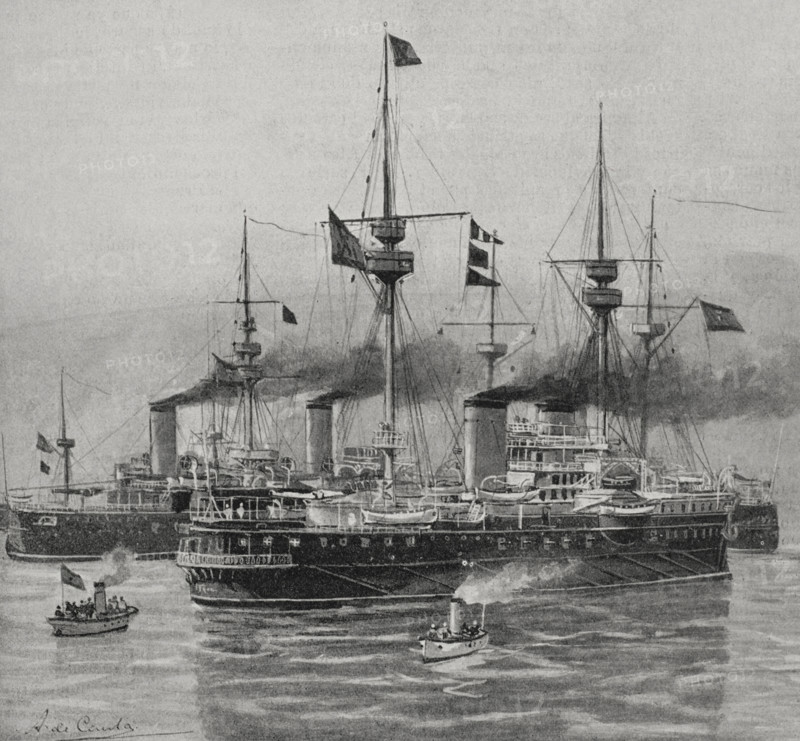 Spanish-American War (1898): ships of the Spanish navy, 1898.  Creator: Enrique Laporta Valor.