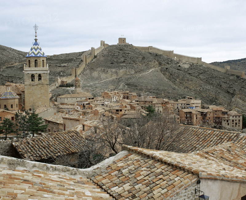 Panoramic view of the medieval village of Albarracin, Aragon, Spain, 2008. Creator: LTL.