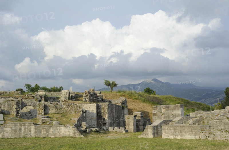 Partial view of the amphitheater ruins, ancient city of Salona, Solin, Croatia, 2018.  Creator: Unknown.