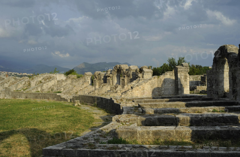 Partial view of the amphitheater ruins, ancient city of Salona, Solin, Croatia, 2018.  Creator: Unknown.