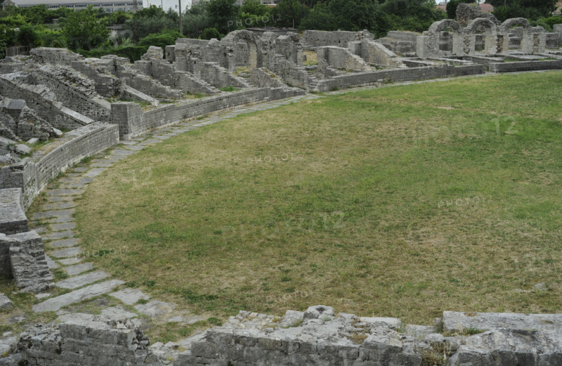 Partial view of the amphitheater ruins, ancient city of Salona, Solin, Croatia, 2018.  Creator: Unknown.