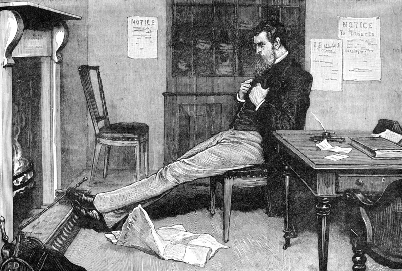 The State of Ireland: a boycotted agent's office - rent day, but no rent, 1881. Creator: William James Palmer.