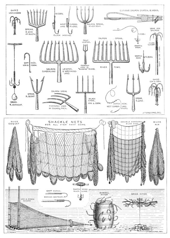The International Fisheries Exhibition: salmon-poaching implements: Mr. Ffennell's Collection, 1883. Creator: Unknown.