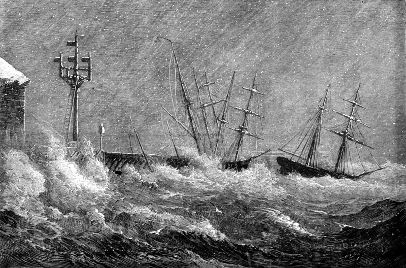 The Storm at Ryde, Tuesday, January 18: damage to the railway pier, 1881. Creator: Unknown.