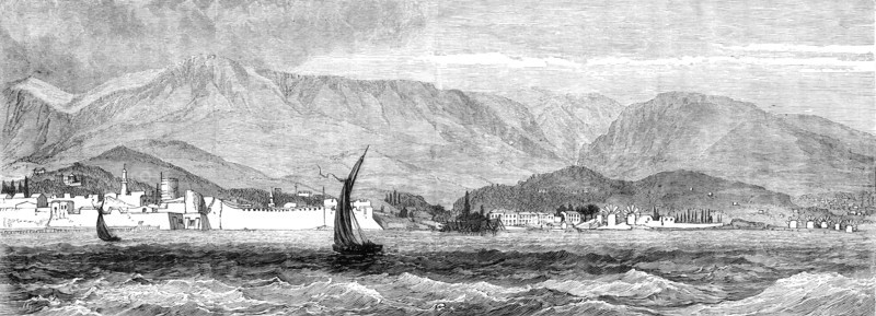 Chios, where the Great Earthquake took place on Sunday, April 3, 1881.  Creator: Unknown.