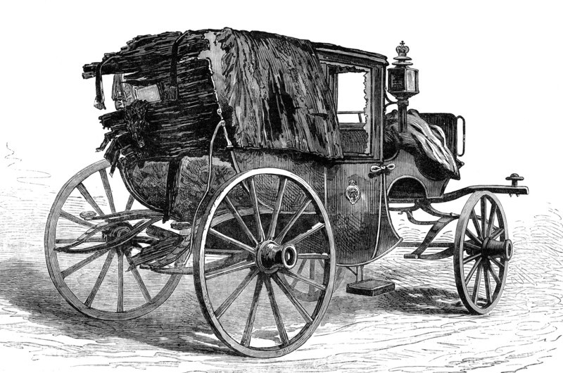 The Conspiracies in St. Petersburg: the late Emperor's carriage, shattered by the..bomb-shell, 1881. Creator: Unknown.