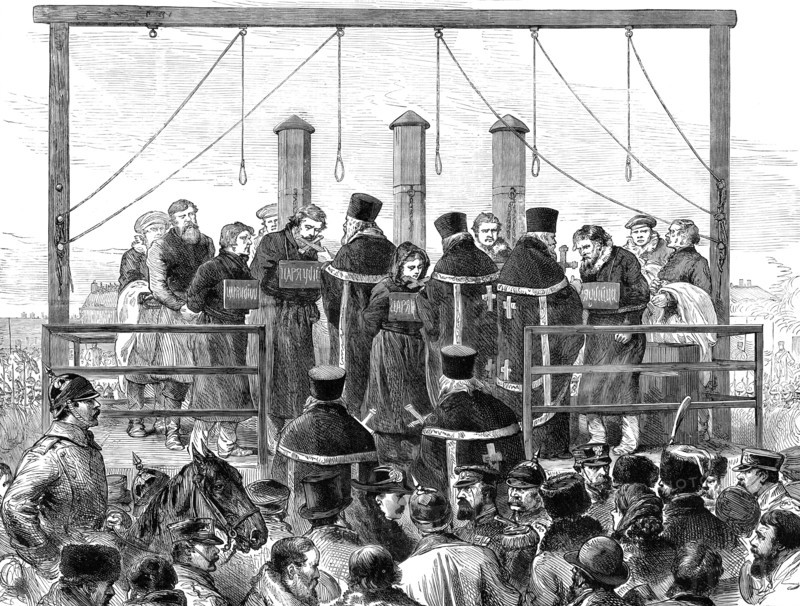 The Conspiracies in St. Petersburg: the Nihilists on the scaffold, 1881. Creator: Unknown.
