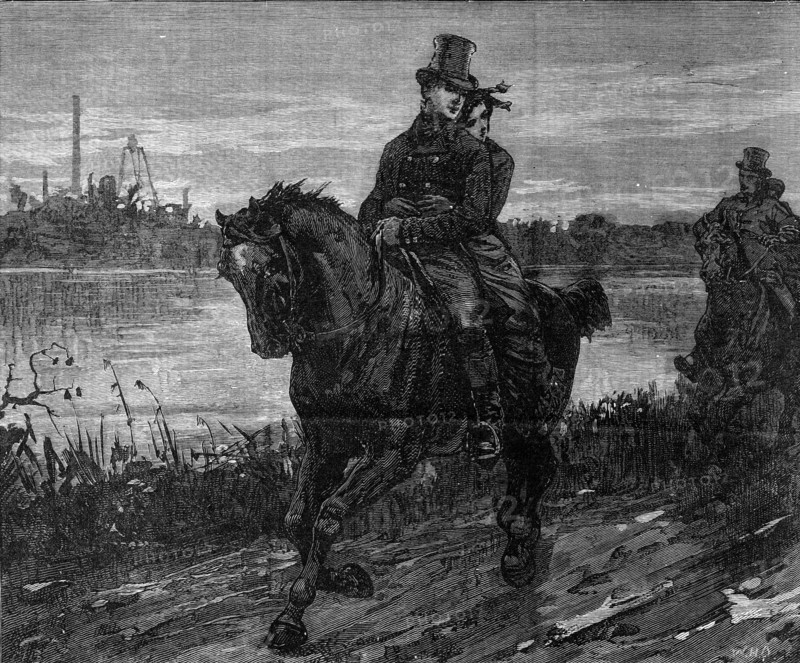 George Stephenson, the Father of Railways: Stephenson and his wife...on their wedding day, 1881. Creator: Unknown.
