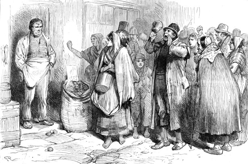 The State of Ireland: "boycotting" a tradesman, County Mayo, 1881. Creator: Unknown.