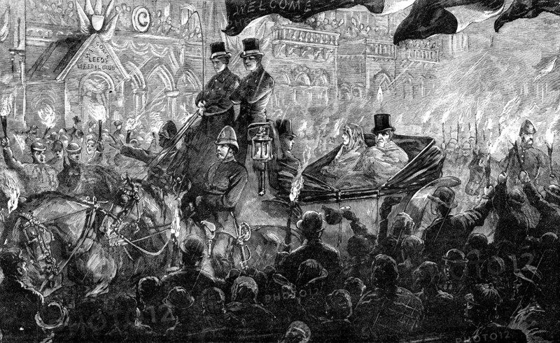 Mr. Gladstone at Leeds: the Torchlight Procession, 1881. Creator: Unknown.
