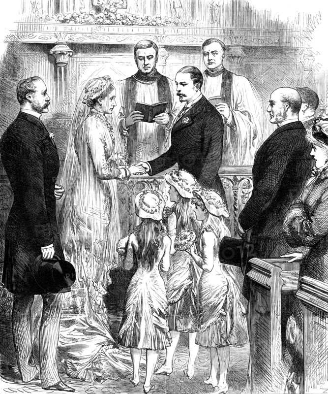 Marriage of Baroness Burdett-Coutts and Mr. W. Ashmead-Bartlett, on Saturday last, 1881. Creator: Unknown.