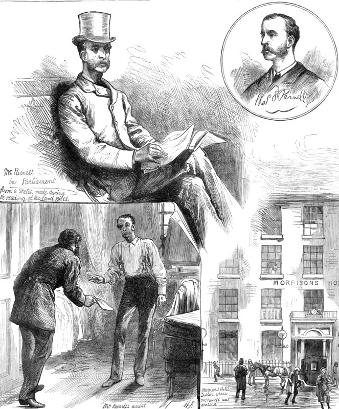 The arrest of Mr. C. S. Parnell, M.P., at Morrison's Hotel, Dublin, 1881. Creator: Unknown.