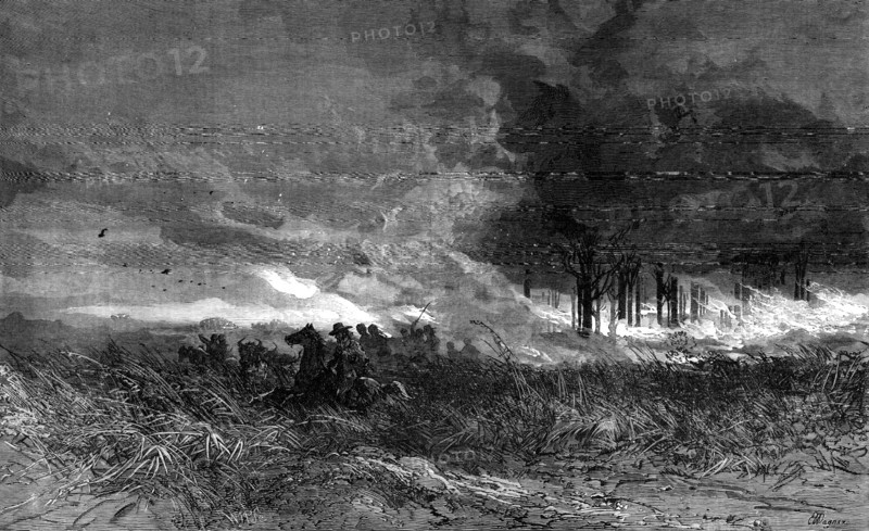 A forest fire in America, 1881. Creator: Unknown.