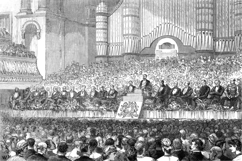 The Duke of Edinburgh and Prince Leopold at Manchester: soirée in the Free-Trade Hall, 1881. Creator: Unknown.