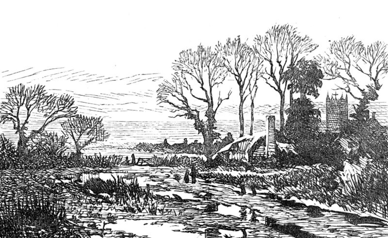 Sketch of a picture in the Royal Academy Exhibition: February Fill Dyke, B. W. Leader, 1881. Creator: Unknown.