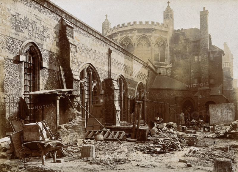 The church of St Bartholomew the Great; exterior view of the apse and the north side of Rahere's... Creators: Rev CF Fison, WF Taylor.