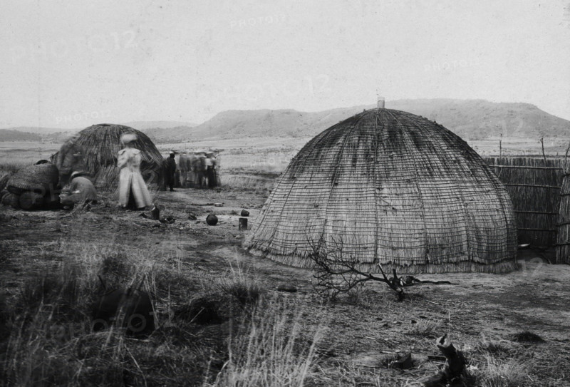 Colenso, South Africa: African kraal huts, 1905. Creator: Geoffrey L Parsons.