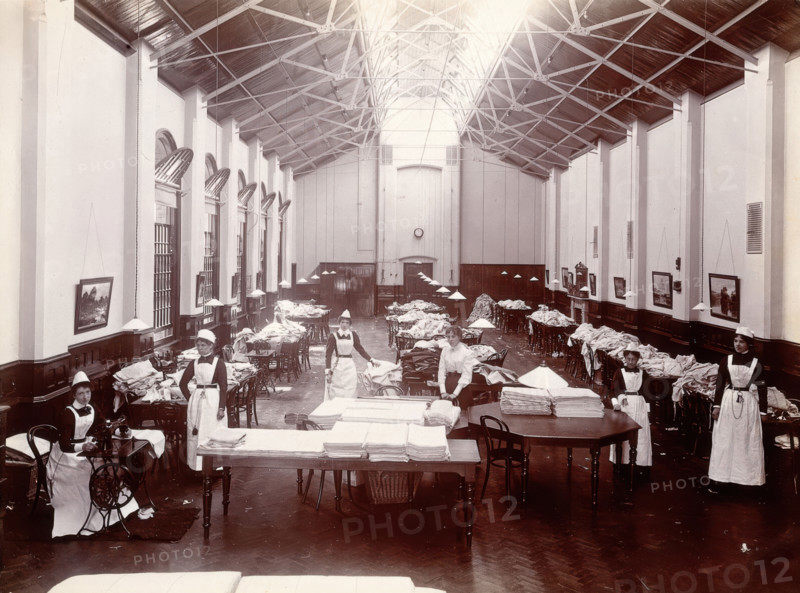Claybury Asylum, Woodford, Essex: a linen room, [1893?]. Creator: London & County Photographic Co.