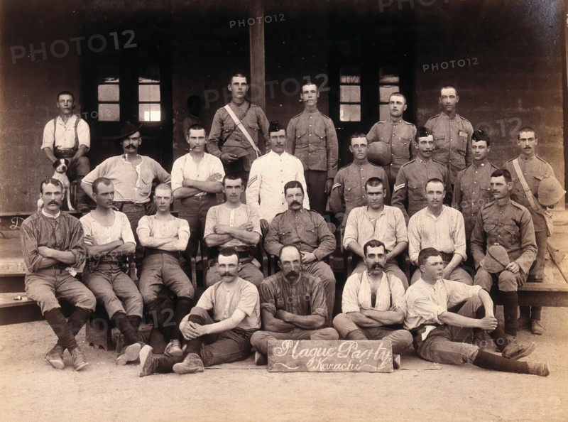 A group of volunteers involved with the Karachi Plague Committee, India, 1897. Creator: Unknown.