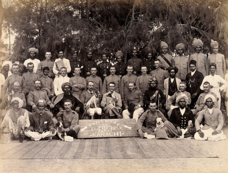 Staff of the Runchore segregation camp, set up by the Karachi Plague Committee, India, 1897. Creator: Unknown.
