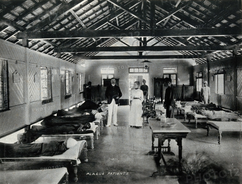 Bombay plague epidemic, 1896-1897: interior of a plague hospital, 1896/1897. Creator: Clifton & Co.