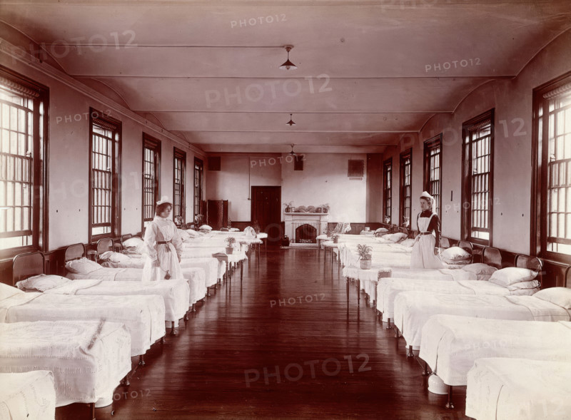 Claybury Asylum, Woodford, Essex: a dormitory, (1893?). Creator: London & County Photographic Co.