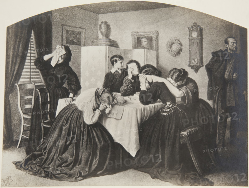 Mourning News, from the series "Polonia" by Artur Grottger, 19th century, (1905-1911).  Creator: Jan Czernecki.