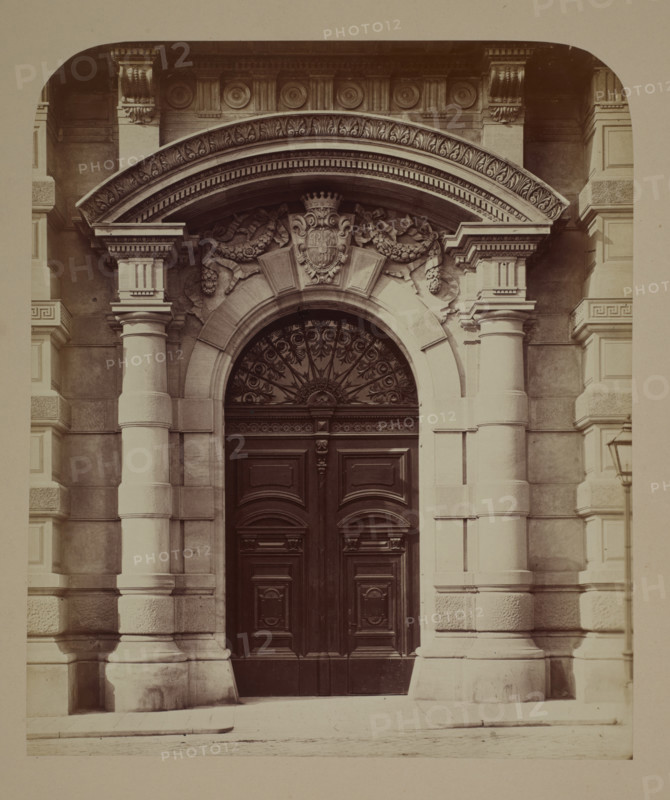 Main entrance portal, Palais Larisch-Mönnich, Vienna, around 1890. Creator: Ludwig Niernberger.