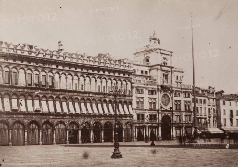Procuratie Vecchie and Torre dell'Orologio, St Mark's Square, Venice, between 1880-1890. Creator: Giorgio Sommer.