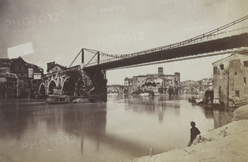 View of Tiber Island (Isola Tiberina) from the south-east, Rome, between 1883-1886. Creator: Giorgio Sommer.