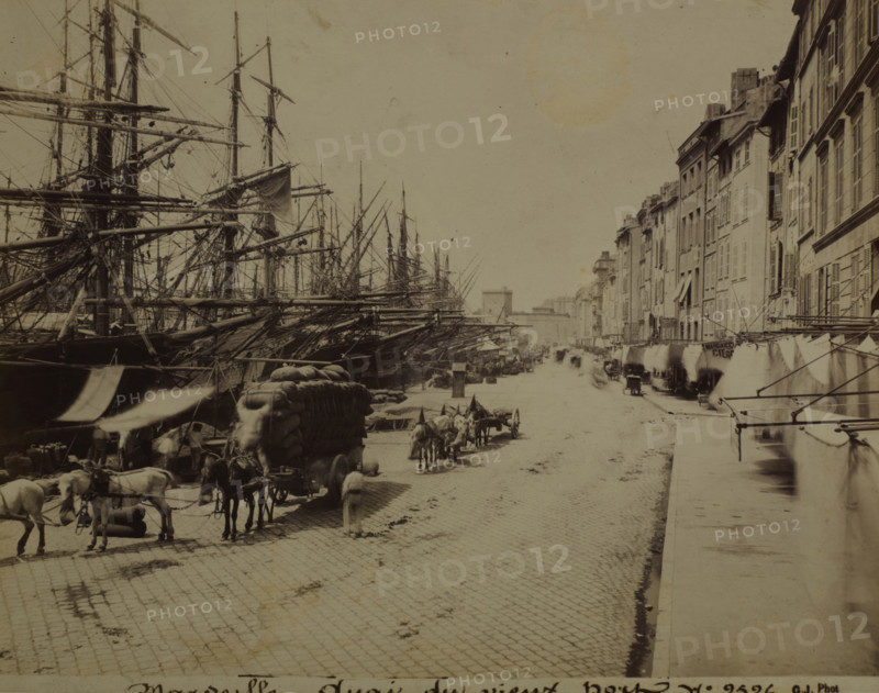 Street along the waterfront, Marseille Old Port, between 1870-1890. Creator: Unknown.
