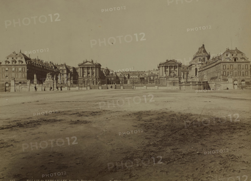 General view of the front façade, Palace of Versailles, between 1870-1890. Creator: Unknown.