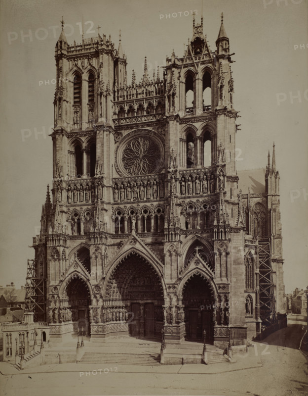Cathedral Basilica of Our Lady of Amiens - western façade, Amiens, around 1880. Creator: Unknown.