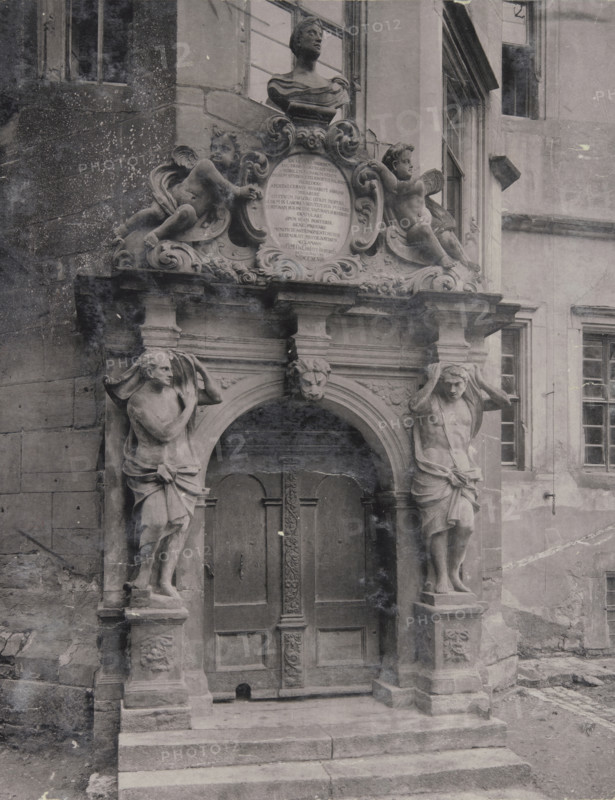Baroque portal with atlantes (telamons), Rothenburg ob der Tauber, 1890-1900. Creator: Unknown.