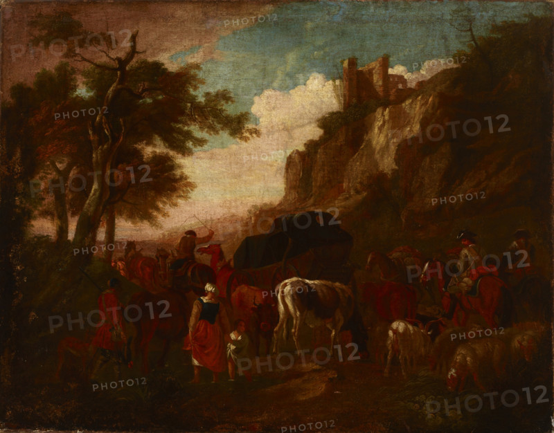 Cavalcade of Horsemen and a Herd of Cattle, 18th century. Creator: Unknown.