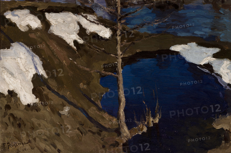 A stream in winter, 1900. Creator: Ferdynand Ruszczyc.