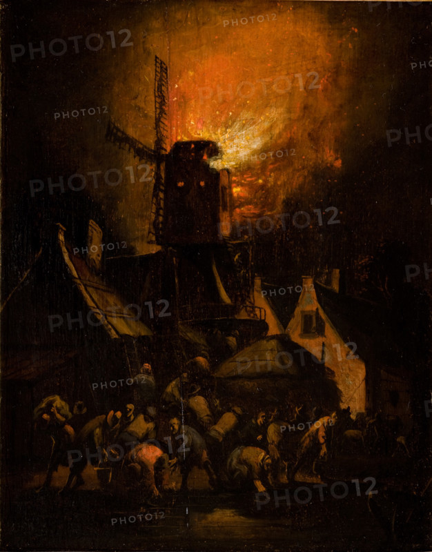 Windmill Fire, between 1654-1664. Creator: Egbert van der Poel.