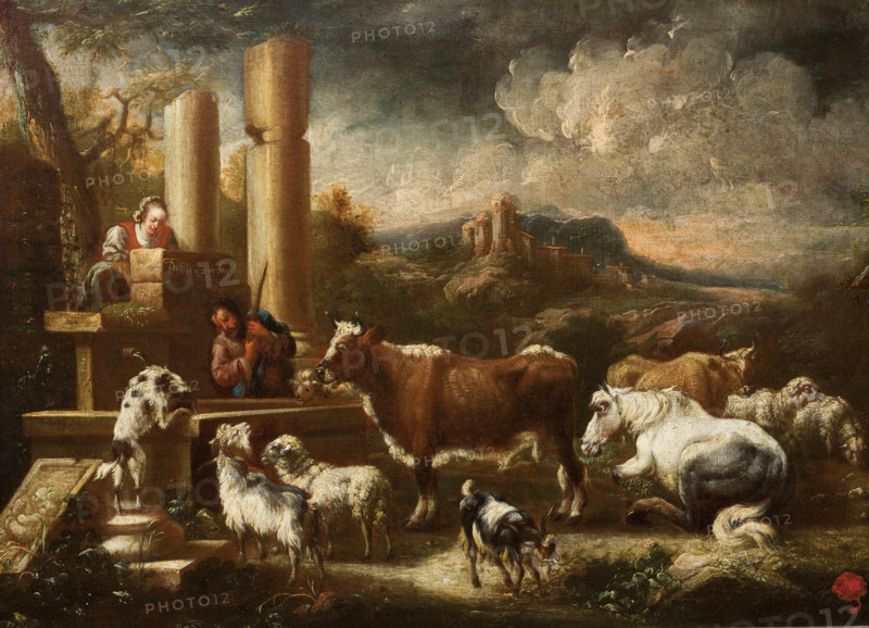 Cattle at the Ruins of the Temple, early 18th century. Creator: Johann Matthias Wuzer.