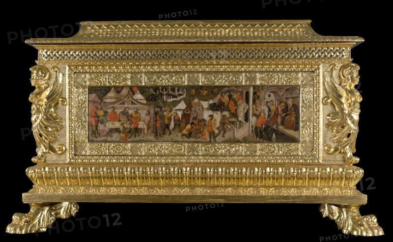 Scenes from the Story of Roman Lucretia-Front Panel of Cassone, c1410. Creator: Master of Charles of Durazzo.