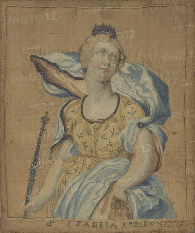 Embroidered picture-Blessed Isabelle of France, 1814. Creator: A.Risakoska.