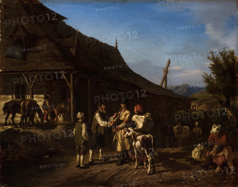 Scene in Front of an Inn, 1867. Creator: Wilhelm Leopolski.