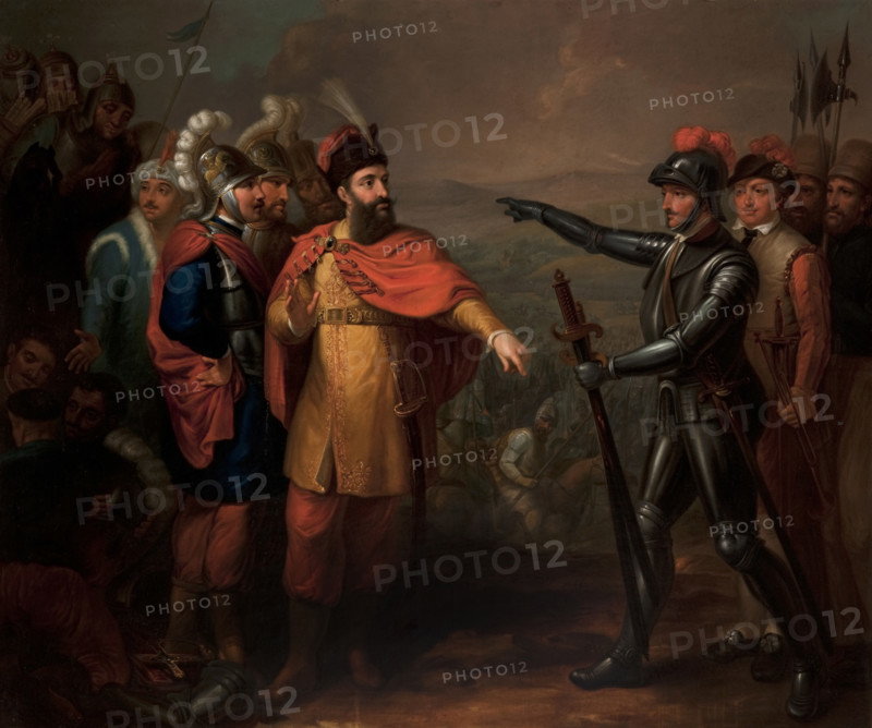 King Jagiello and the Teutonic Knights, after 1816. Creator: Jozef Peszka.