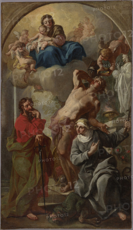 Madonna and Child with Saints Sebastian, Paul and Martha (Acceptance of Saint..., early 18th century Creator: Francesco Solimena.
