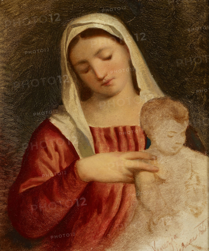 Madonna with Child-Copy of the fragment of the painting "Madonna with Child..., 1864. Creator: Artur Grottger.