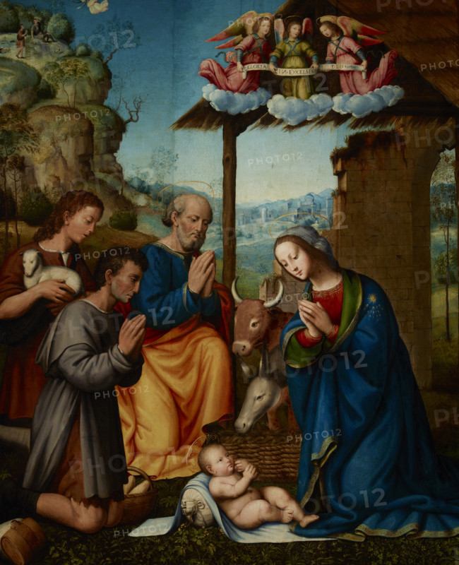 Adoration of the Shepherds (Adoration of the Child by Mary, St Joseph..., 1st half of 16th century. Creator: Tommaso di Stefano Lunetti.