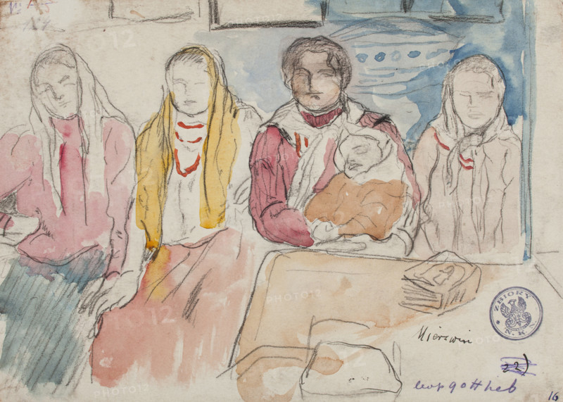 Peasant Women from Mierzwin, March-May 1915. Creator: Leopold Gottlieb.