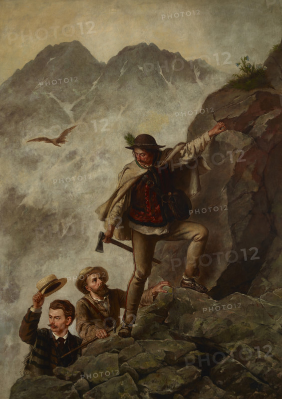 Guide and Tourists in the Tatra Mountains, 1878. Creator: Walery Eljasz Radzikowski.