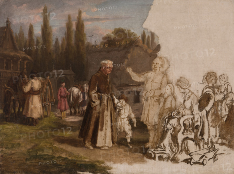 A Nobleman's Family and a Monk, after 1871. Creator: Michal Elwiro Andriolli.