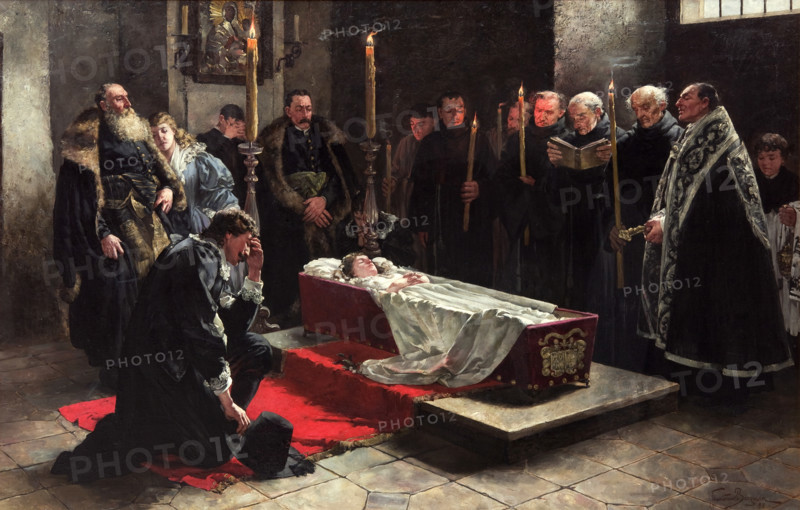 Stanislaw Oswiecim at the Dead Body of Anna Oswiecimówna, 1888. Creators: Stanislaw Bergman, Stanislaw Oswiecim.