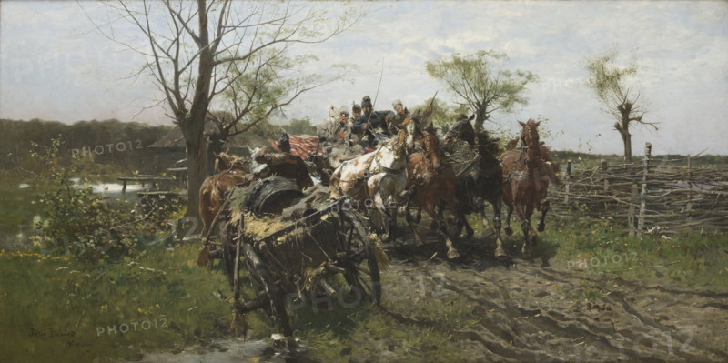 Meeting on a Bridge, 1884. Creator: Jozef Brandt.